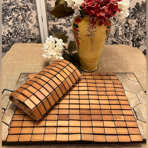 Vintage Kitchen Vintage Rustic Teak Wood Table Mats Set Of 4 Poshmark